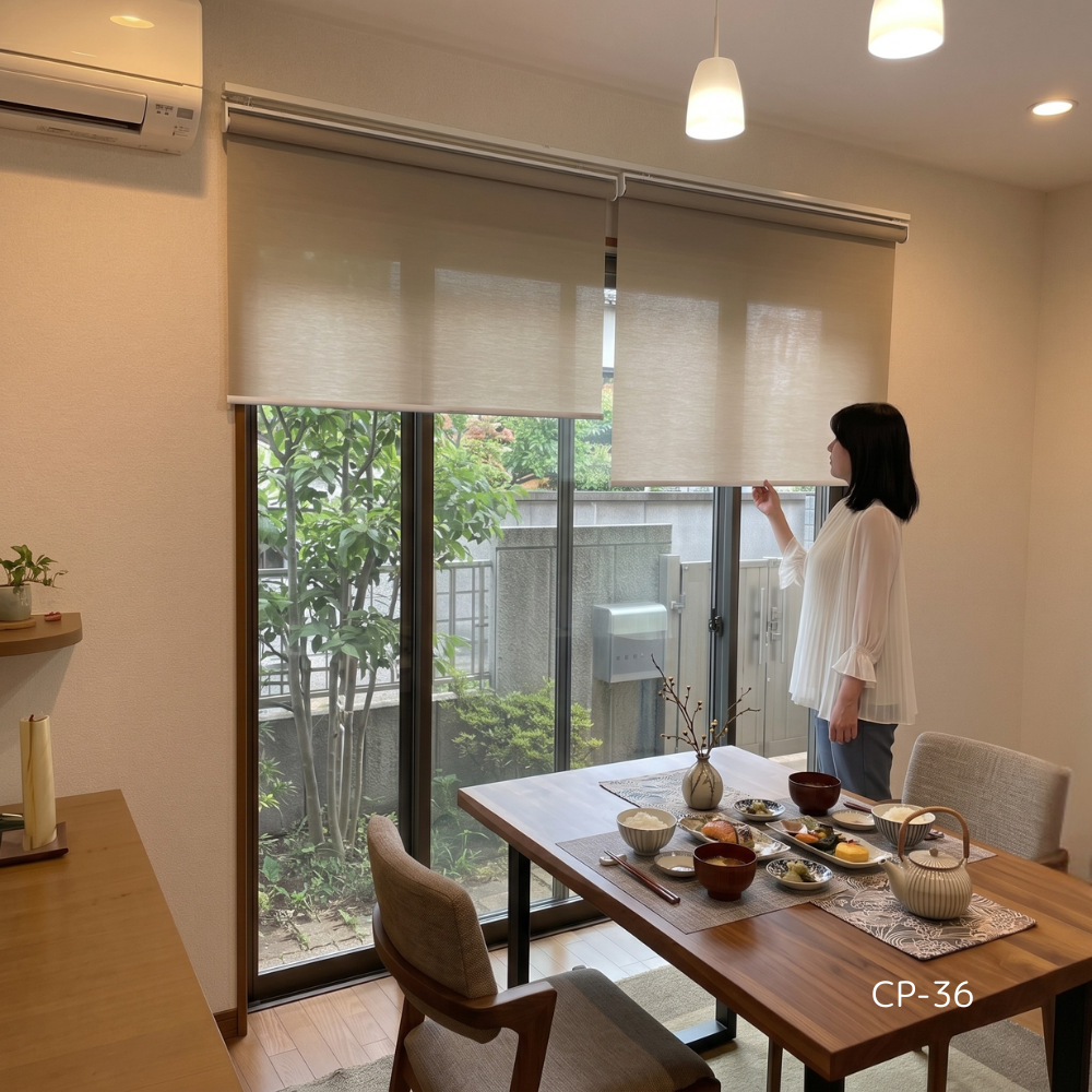 カーテンレール取付　コードレスロールスクリーン　Crystal plain　横開閉・縦開閉 6