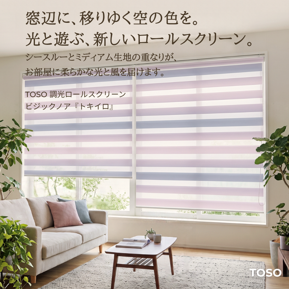 【SALE】【賃貸OK】TOSO調光ロールスクリーン ビジック ノア　「トキイロ」